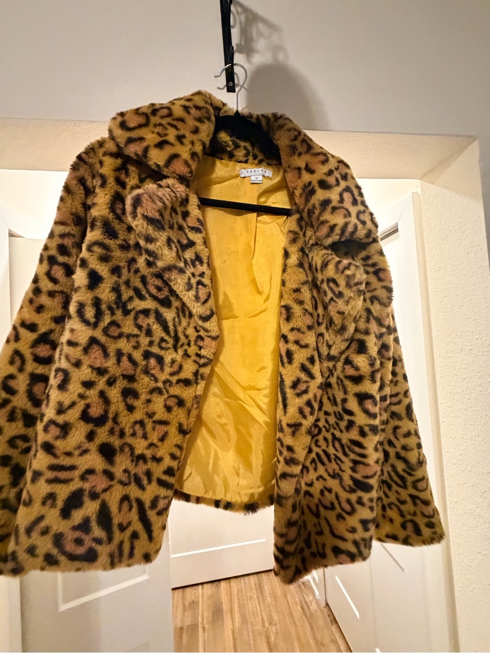 FAVLUX Yellow Leopard Print Teddy Jacket